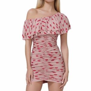 AFRM Vivian Almond Kiss One Shoulder Mini Dress Women Size L Pink